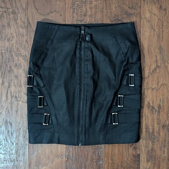 Rock & Republic Rosalie Bandage Buckle Skirt Cynical Black 0 - Picture 3 of 11